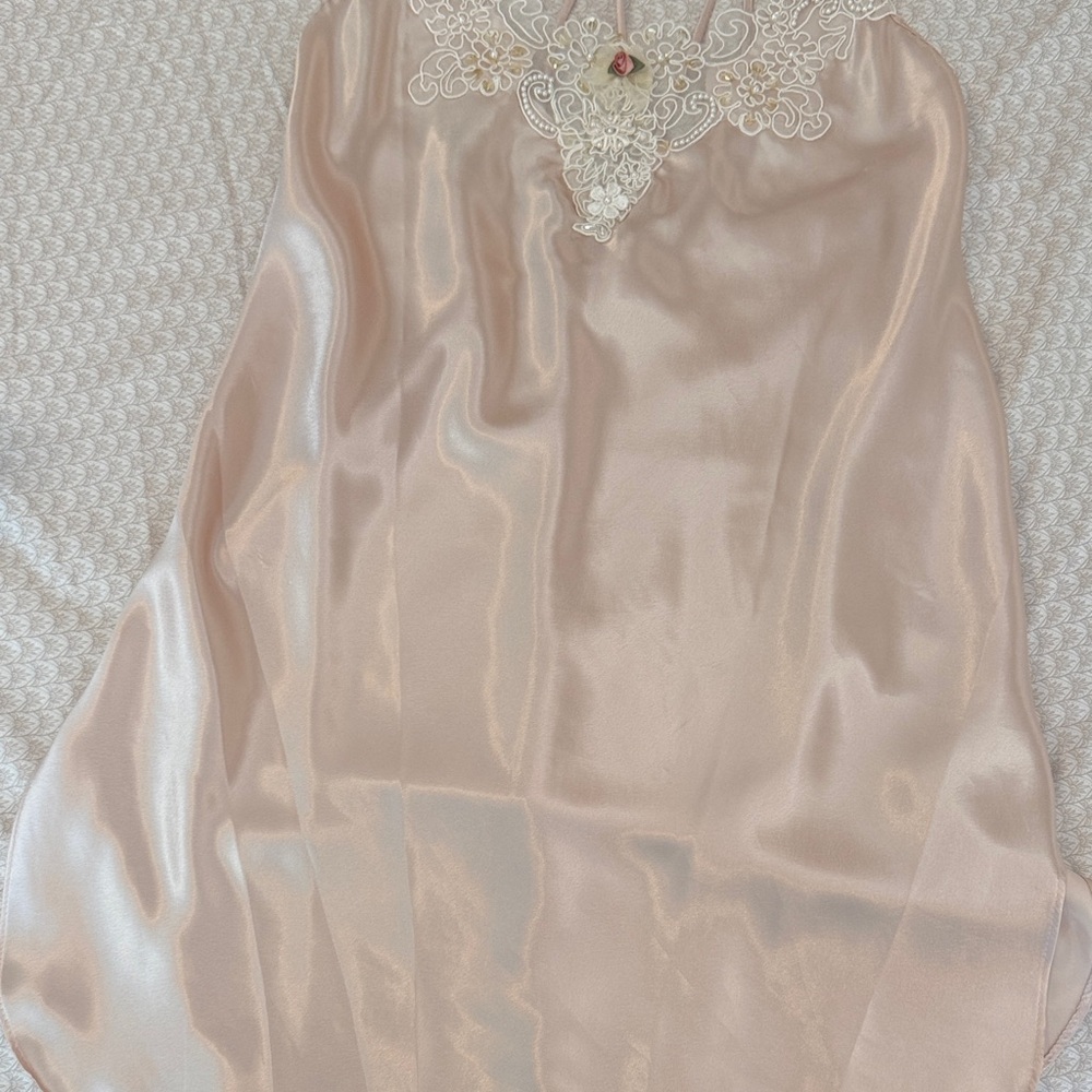 Lace & Beaded Detailed Short Robe  with Chemise by California Dynasty S - Picture 6 of 16